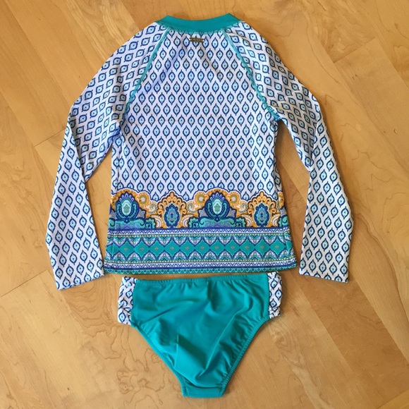CABANA LIFE | Jewel Scarf 2-Piece Girls Rashguard Swimsuit - Picture 8 of 15